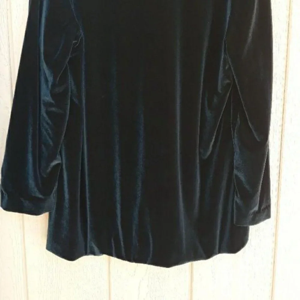 Vintage Cardigan Velour Jacket Formal Plunging V Hook Closure‎ Forest Green Sz1X